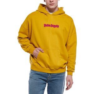 Palm Angels Mens  Logo Hoodie, Yellow